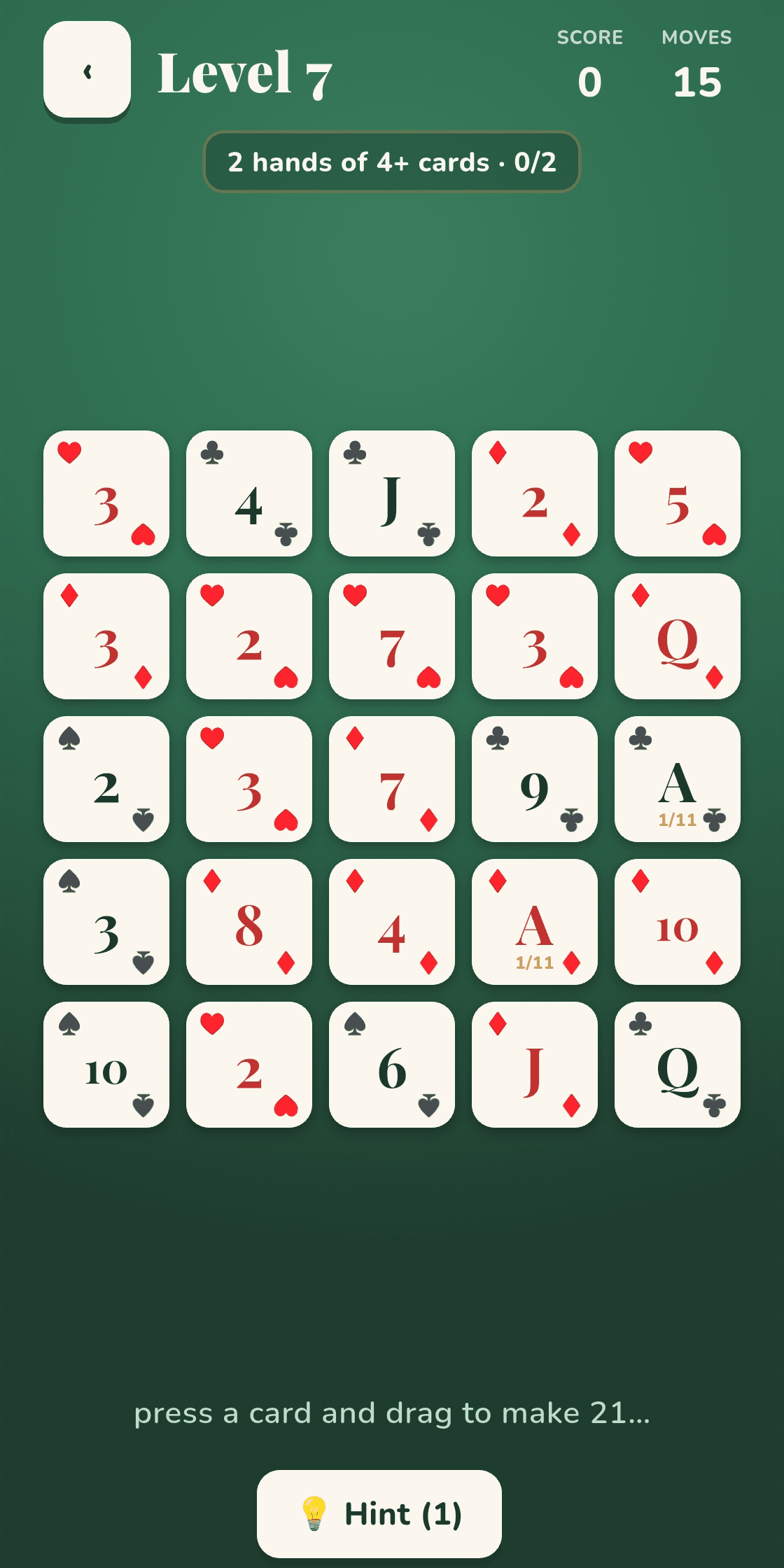 Aced 21: Card Number Puzzle